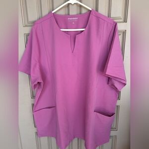 Mandala Plus Sz3XL Scrub Top Pink Short Sleeve V Neck Dbl Pockets Like New